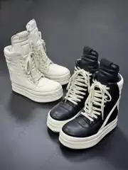 Rick Ocean Ro Mega Ultra-High Inverted Triangle Independent Main Line Leather Surface Milk-Scented Sole Dark Black Boots High-Top Shoes