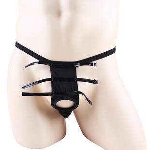 男士漏洞洞内裤性感捆绑式T裤男镂空低腰性感特色情调丁字裤紧身