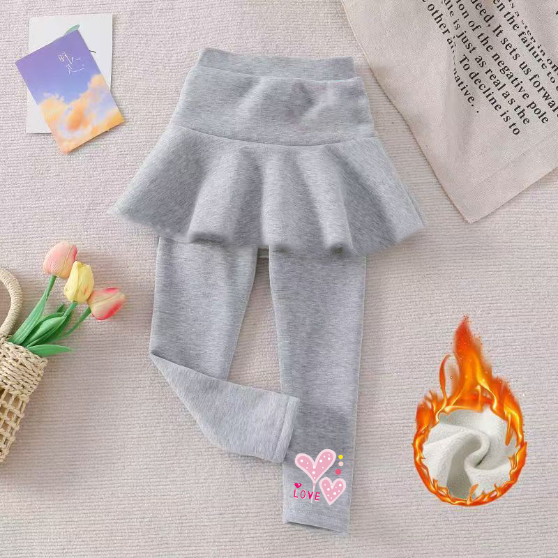 女童加绒加厚打底裤裙秋冬冬装新款儿童假两件裙裤外穿洋气裤子