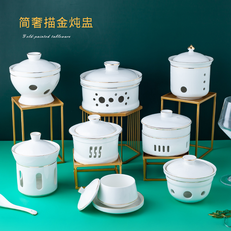 酒店可加温一人份描金炖盅位上盅