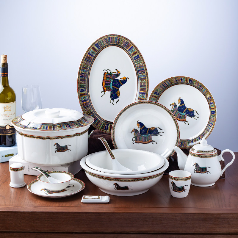 酒店餐盘餐具套装豪华高端盘碗包厢会所家用菜盘鱼盘带马饭店餐厅,餐饮具,盘,淘宝优惠券,粉丝福利购,淘宝优惠卷