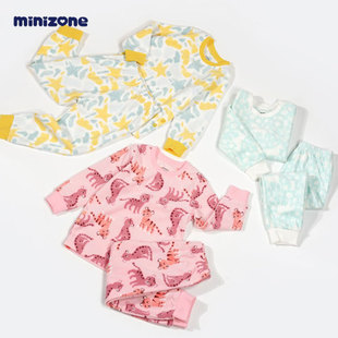 女童minizone男打底 儿童秋季 摇粒绒睡衣服套装 内衣家居服套装