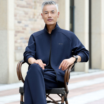 中老年男士运动服套装春季2026新款高端休闲外套长裤两件套爸爸装