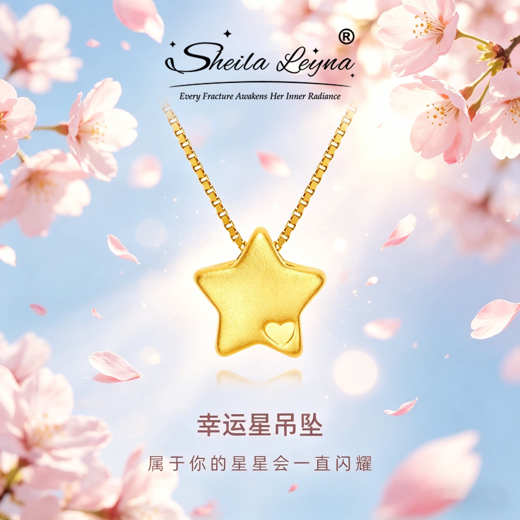 SHEILA LEYNA黄金五角星吊坠转运珠幸运星项链小众轻奢送女友礼物图片