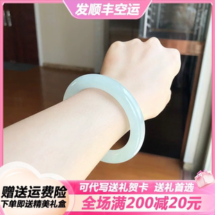 SHEILA LEYNA【顺丰空运】缅甸老坑翡翠手镯浅绿手镯精美女士手镯