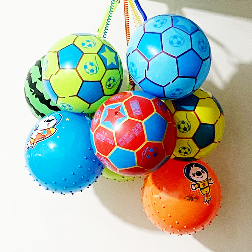 儿童链子足球带拉绳皮球充气玩具