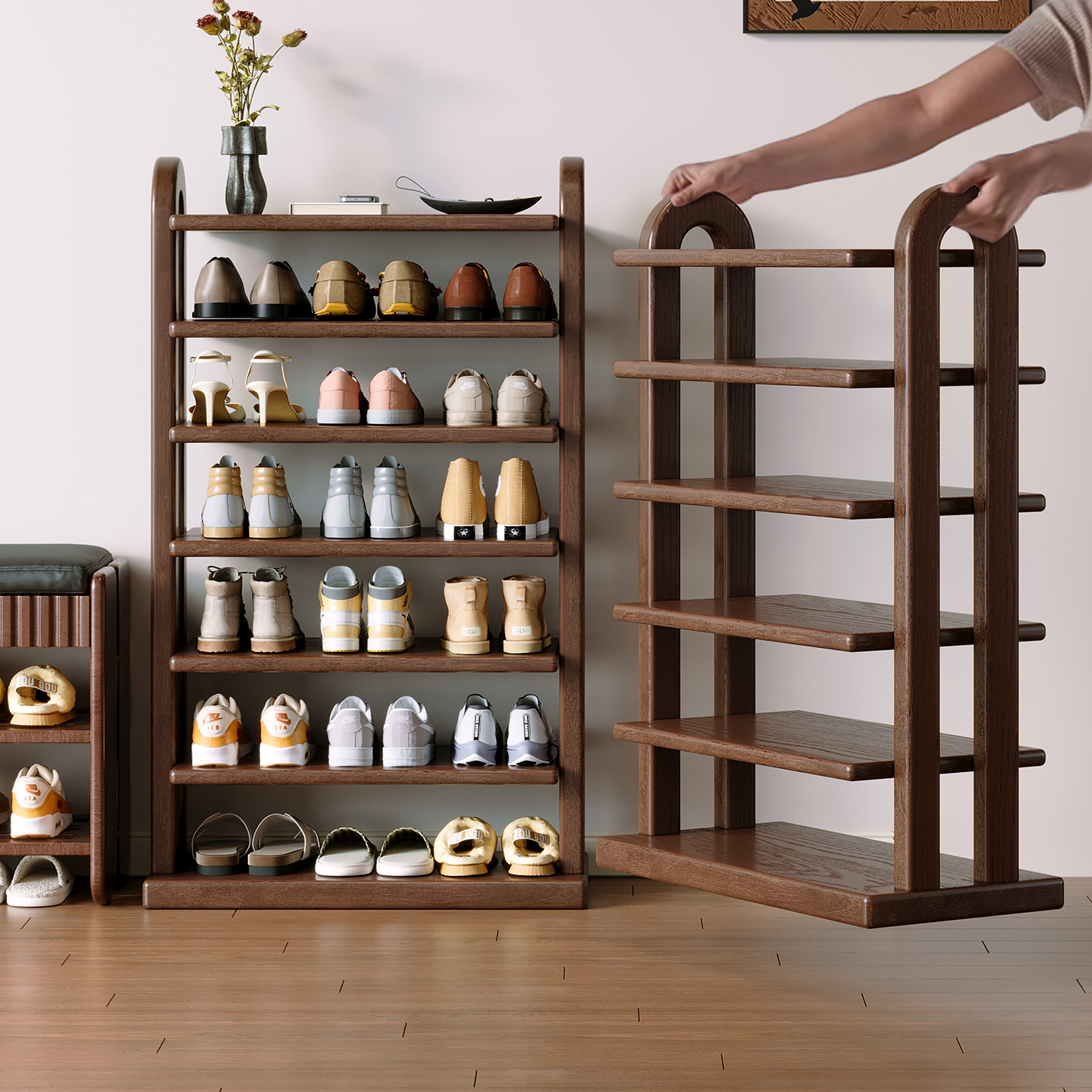 实木鞋架家用门口多层入户鞋柜