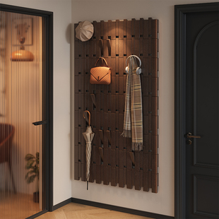 实木挂衣架入户门玄关墙壁挂架卧室省空间置物中古风钢琴键衣帽架