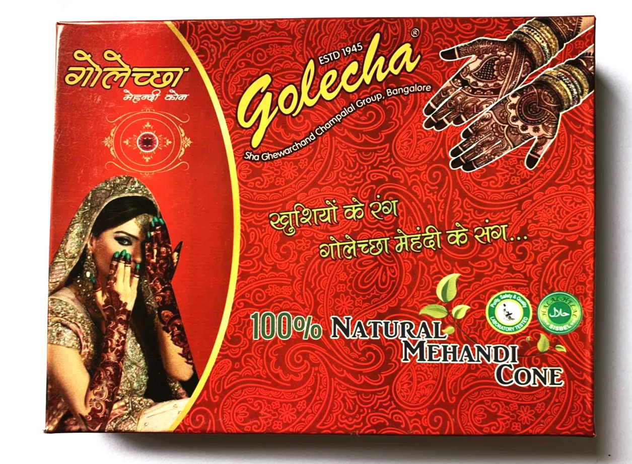 [新 包邮棕色印度海娜手绘纹身膏12支 Golecha Henna Cone 12pcs]