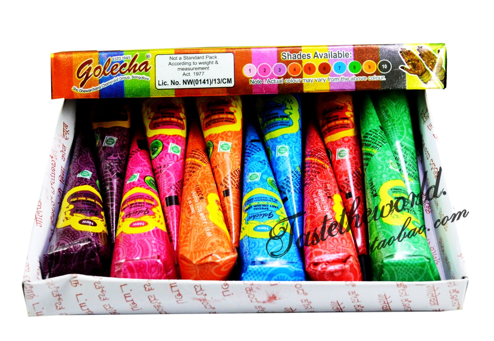 包邮12支印度6色海娜膏12pcs multi color henna mehandi cones