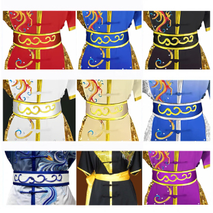武术表演服绣花腰带体考竞赛练功服亮片腰带儿童成人套路拳服腰带