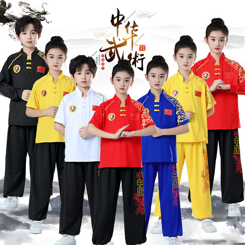 武术服装T恤太极服牛奶丝武术服装儿童武术表演训练服儿童训练服