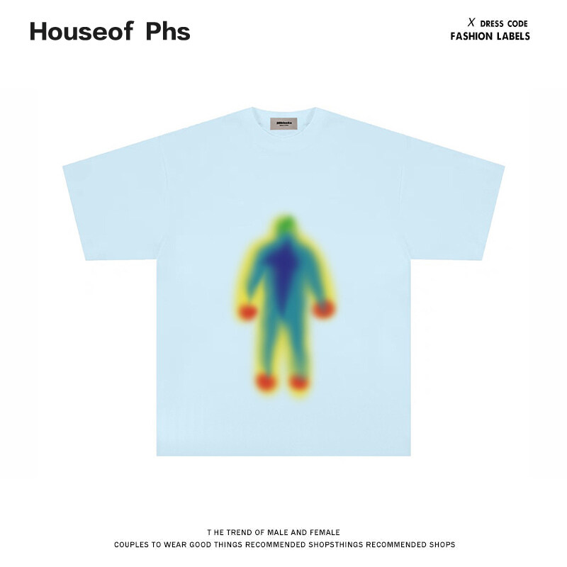 thermal energy detection 潮牌高街短袖男复古涂鸦印花半袖t恤