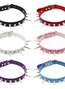 潮流原宿风Choker项圈时尚朋克PU皮多尖钉项圈项链颈链脖链锁骨链