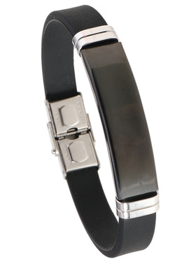 欧美简约刻字黑色不锈钢硅胶手链手环促销广告礼品跨境饰品手饰