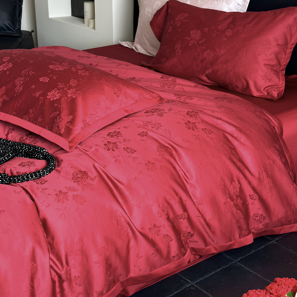 坤花100S长绒棉提花结婚四件套