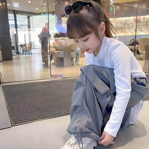 女童裤子2026春夏新款儿童工装裤春秋款中大童直筒裤女孩运动裤潮