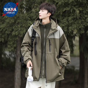NASA三合一可拆卸冲锋衣外套男新款春秋防水冬季加绒户外夹克