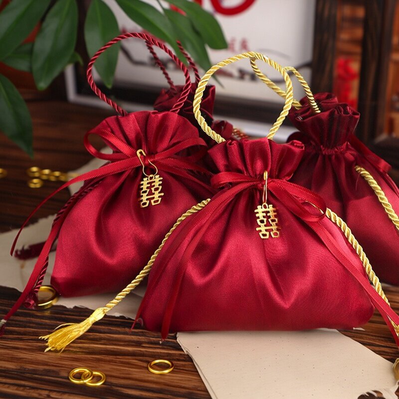 中式高级感糖袋结婚礼喜糖袋免折叠袋子创意中式手提糖果包装袋