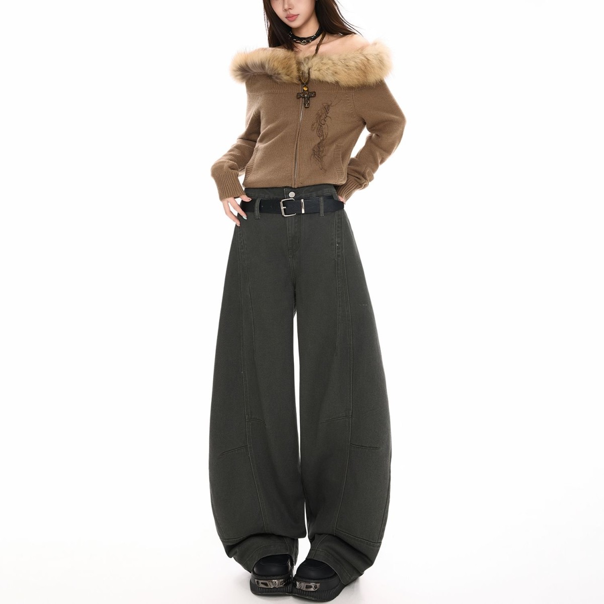 欧美中性弯刀牛仔裤男女春秋新款宽松显瘦韩版潮酷百搭阔腿裤长裤,女装/女士精品,牛仔裤,淘宝优惠券,粉丝福利购,淘宝优惠卷