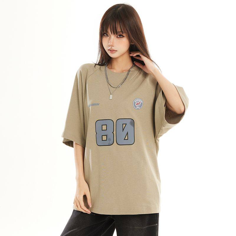 美式复古字母印花短袖t恤女春夏新宽松情侣运动落肩上衣ins男,女装/女士精品,T恤,淘宝优惠券,粉丝福利购,淘宝优惠卷