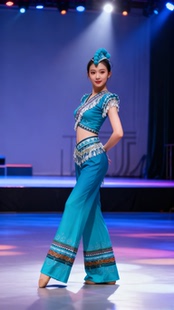 高端定制新款独舞跳烟表演服彝族沐光演出服少数民族艺考服装