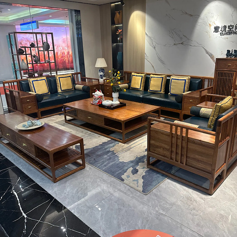 新中式实木沙发别墅客厅