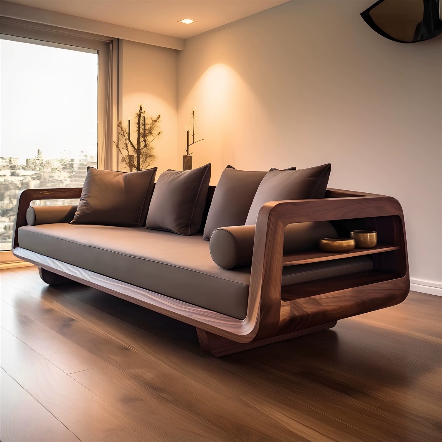 新中式北美黑胡桃木实木沙发