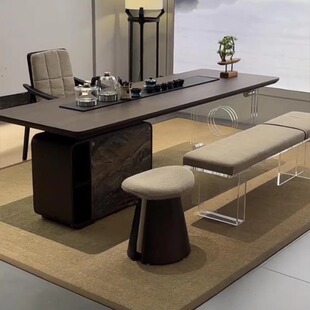 新中式胡桃木茶桌2026新款高端实木茶台办公室轻奢亚克力泡茶桌