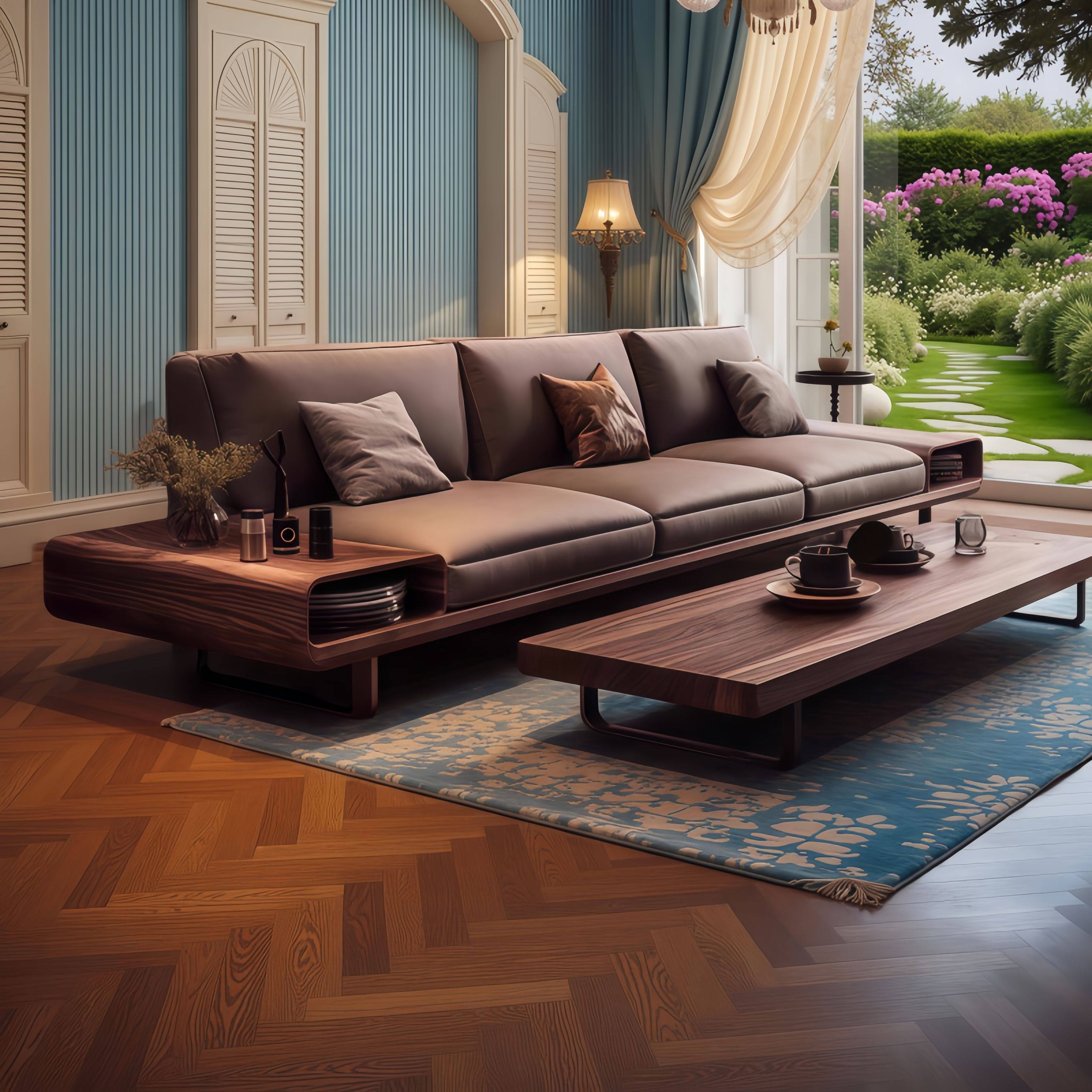 新中式实木布艺沙发三人位