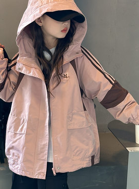 女童春秋薄款洋气冲锋衣加绒夹克