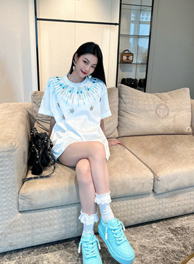 NancyCavally太阳花星钻刺绣短袖
