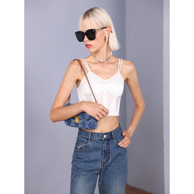 NancyCavally醋酸解构吊带胸衣