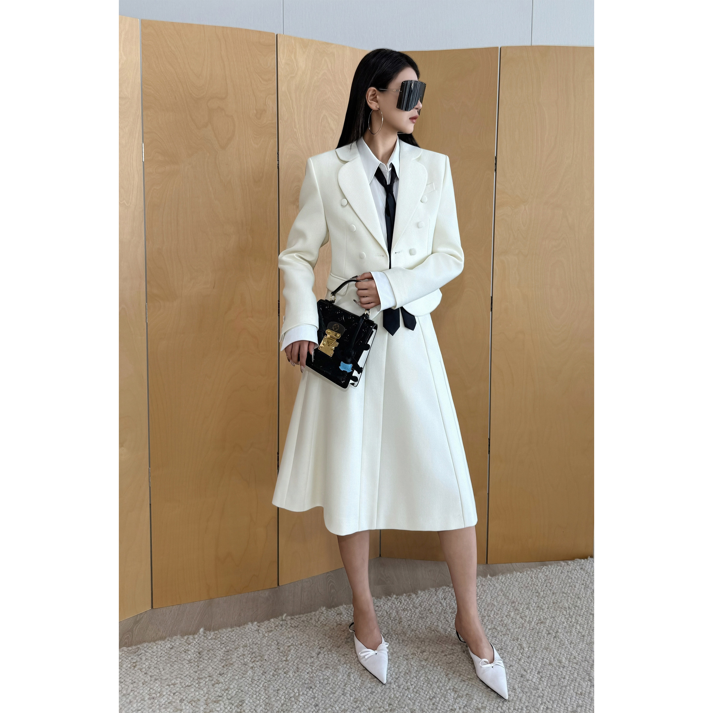 NancyCavally专柜款抗皱垂挺人字纹面料 雅致静奢风西装/伞裙套装,女装/女士精品,时尚套装,淘宝优惠券,粉丝福利购,淘宝优惠卷