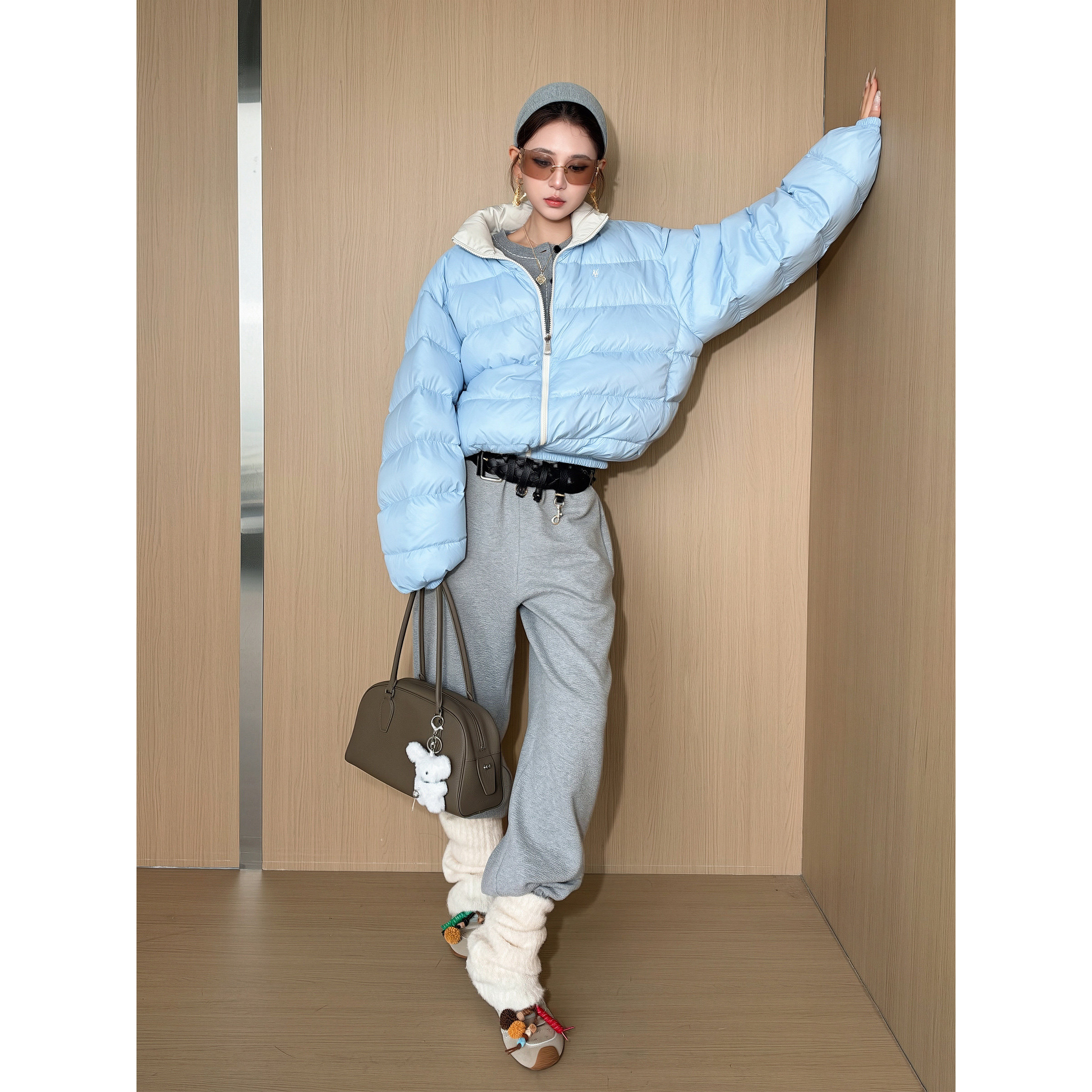 NancyCavally专柜款一衣双版 95白鹅绒双色两面穿工装/排骨羽绒服