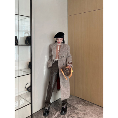 NancyCavally手工装饰线毛呢大衣