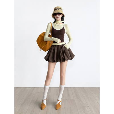 NancyCavally立体抽褶花苞短裙