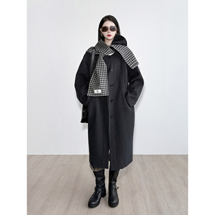 纹披肩双面呢大衣 老钱风格 NancyCavally专柜款 黄金配比真丝羊毛