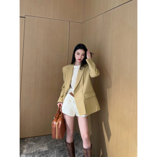 NancyCavally極奢48MM挺阔光泽感丝毛料 解构层次双开叉廓形西装