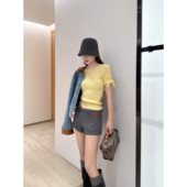 多巴胺灵动蝴蝶结针织短袖 NancyCavally专柜款 新澳超细精纺羊毛