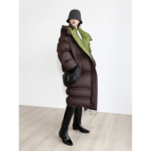 大棉被撞色毛毛虫长款 NancyCavally专柜款 高蓬松95白鹅绒 羽绒服