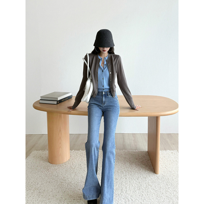 NancyCavally复古街头修腿微喇裤