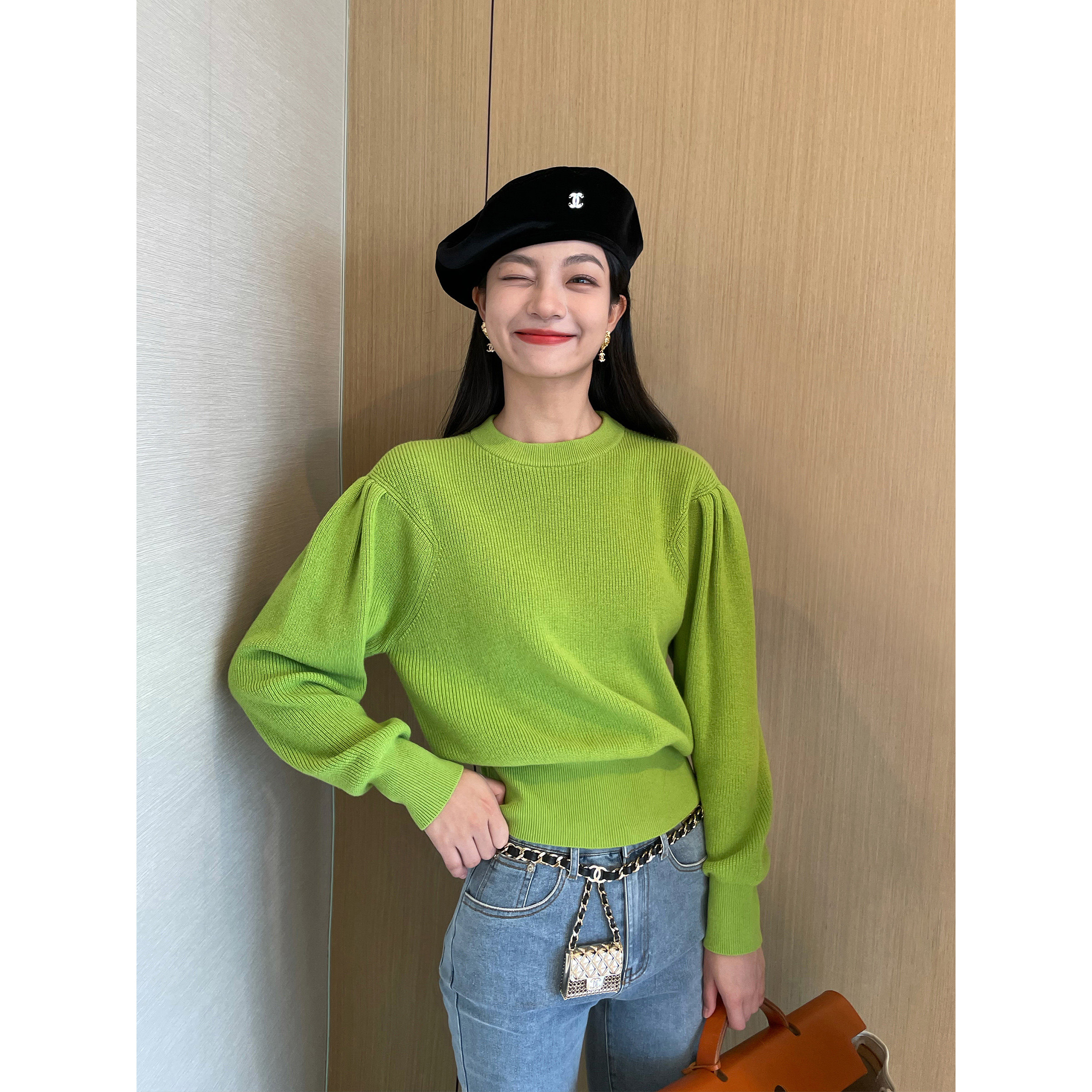 NancyCavally INS博主款 气质经典款糖果色泡泡袖羊毛针织衫毛衣,女装/女士精品,毛针织衫,淘宝优惠券,粉丝福利购,淘宝优惠卷