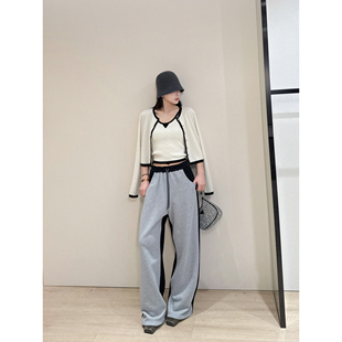极简运动风双拼色阔腿卫裤 NancyCavally专柜款 高品质新疆长绒棉