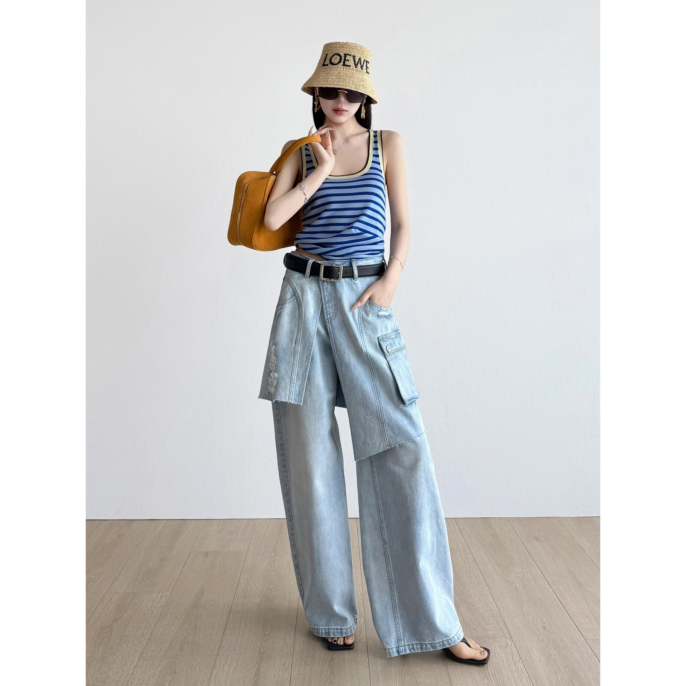 NancyCavally机能风破洞牛仔裙裤图片