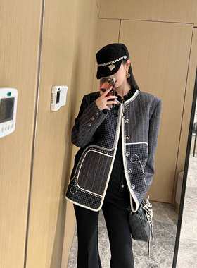 NancyCavally立体撞色线小香外套
