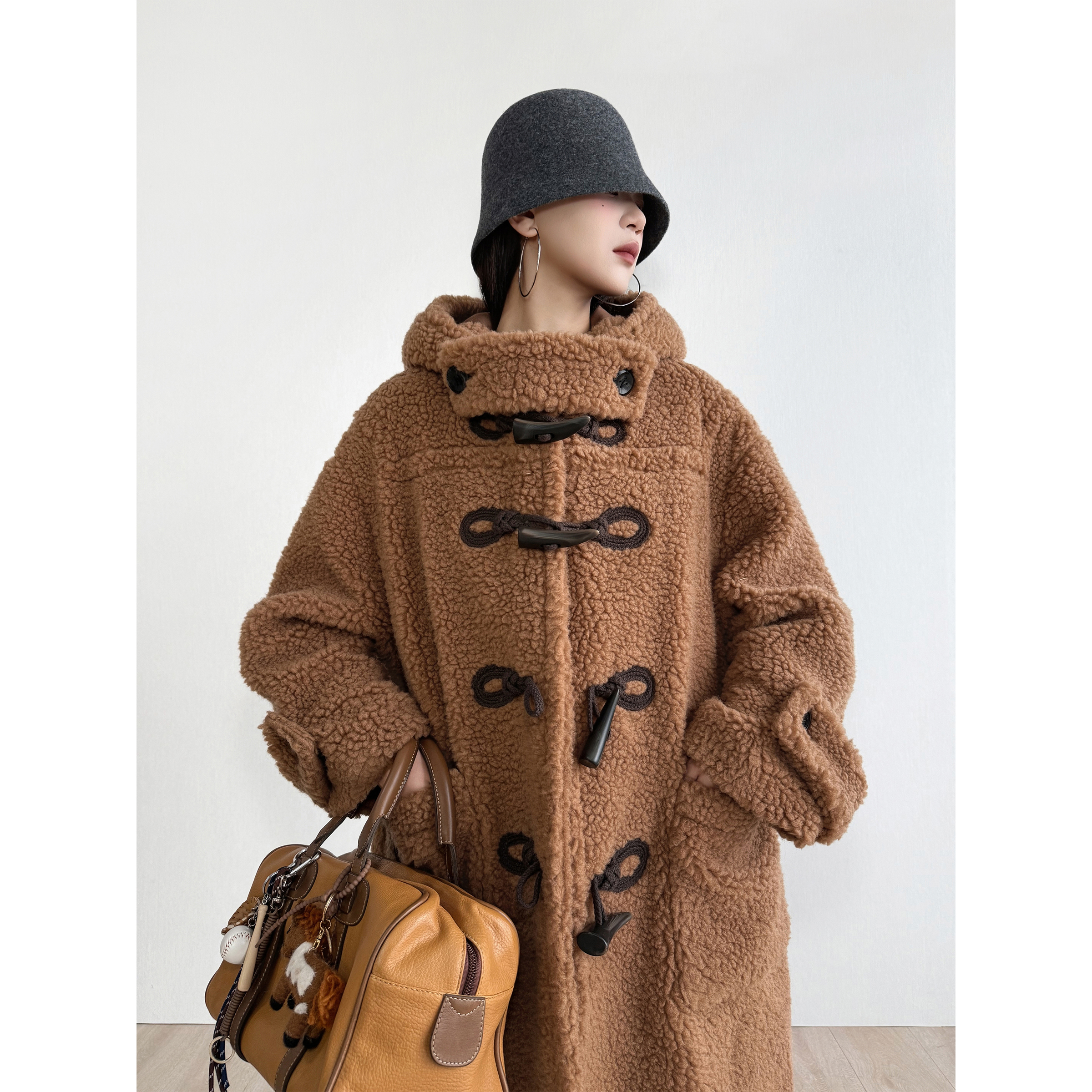 NancyCavally厚绒皮草泰迪大衣