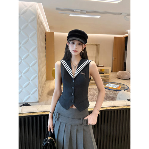 NancyCavally学院海军领马甲套装