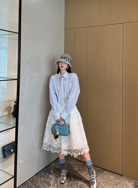 NancyCavally专柜款精选高密SUPIMA棉 知识分子复古条纹廓形衬衫