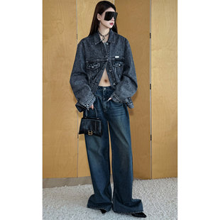 NancyCavally专柜款 街头休闲风做旧廓形牛仔外套 臻选斜纹牛仔棉